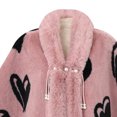 thumbnail image 4 of UTSJKR Women Heart Pattern Faux Fur Trim Poncho Cape Pearl Tassel Detail Warm Wrap Coat for Fall Winter Daily Dressing Pink, 4 of 5