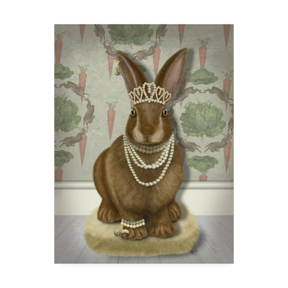Trademark Fine Art 'Rabbit and Pearls, Full' Canvas Art by Fab Funky