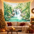 thumbnail image 3 of Tropical Waterfall with Bamboo and Teal Pool, Peaceful Coastal for Nature Lovers, Waterfall Wall Art, Housewarming Gift, Tapestry Wall Hanging for Bathroom and Living Room, 3 of 7