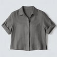 thumbnail image 7 of GUACER Women's Cropped Button Down Shirts Casual Cotton Linen Short Sleeve Tops Summer Collared Blouses for Ladies, 7 of 7