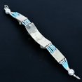 thumbnail image 5 of Turquoise Bohemian Nepalese 925 Sterling Silver Tibetan Nepali Bracelet 7", 5 of 5