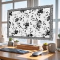 thumbnail image 5 of Indoor TV Cover 50 Inch, Black Floral Elastic Monitor Dust Covers for Television, Desktop Computer Retro Flowers Leaves Farmhouse Greek Key Dustproof Fitted TV Cover for Inside 43.6"L x 24.5"H, 5 of 7