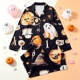 thumbnail image 6 of Kids Girl Halloween Pajamas Set 2Pcs Soft Silky Comfortabl Pjs Long Sleeve Button-Down Loungewear, 6 of 6