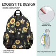 thumbnail image 5 of Sunflower and Bee Black Pattern Cute School Backpack Bag for School with Padded Back and Adjustable Shoulder Straps 15.25"x11.5"x5.25", 5 of 5