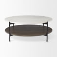 thumbnail image 2 of Larkin Round Two-Tier Marble Top Solid Wood Shelf Metal Frame Coffee Table, 2 of 5