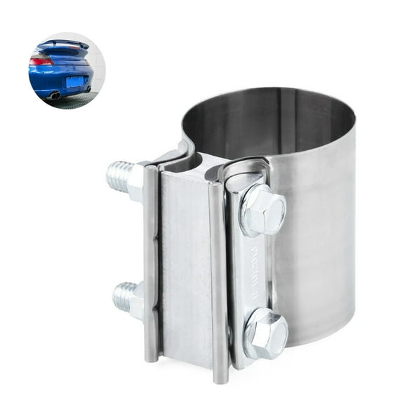 Exhaust Pipe Connector 6.3CM/2.5Inch Universal Stainless Steel Exhaust Tube Connector Sleeve Clamp Connector Replacement Exhaust Pipe Joiner for Repairing