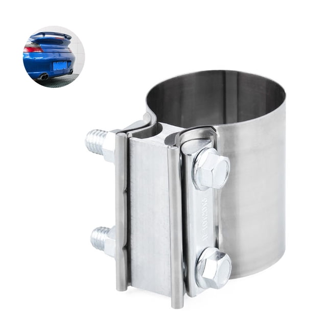 Exhaust Pipe Connector 6.3CM/2.5Inch Universal Stainless Steel Exhaust Tube Connector Sleeve Clamp Connector Replacement Exhaust Pipe Joiner for Repairing