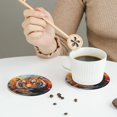 thumbnail image 6 of Pofeuu Colorful Plant Tiger Print Leather Coasters Set of 6, Round Cups Mugs Mat Pad for Home Kitchen Heat Resistant Drink Coasters,Round Shape, 6 of 7