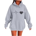 thumbnail image 2 of EchfiProm Sweatshirts for Womens Trendy Hoodies Gray with Pockets Pullover Oversized Long Sleeve Graphic Ladies Tunic Tops Hooded, 2 of 4
