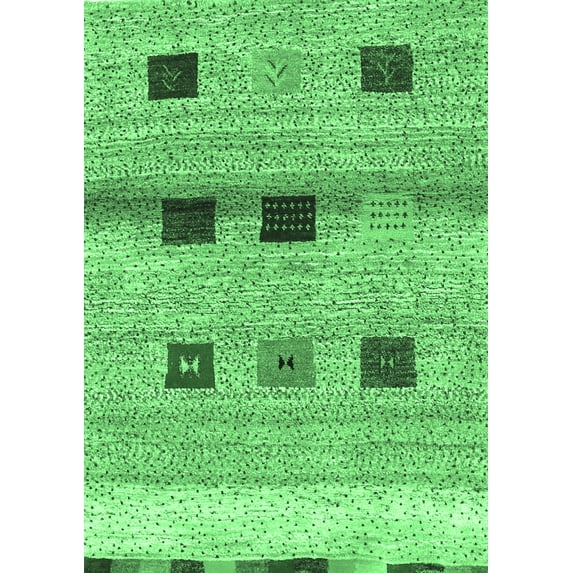 Ahgly Company Indoor Rectangle Abstract Emerald Green Contemporary Area Rugs, 4' x 6'