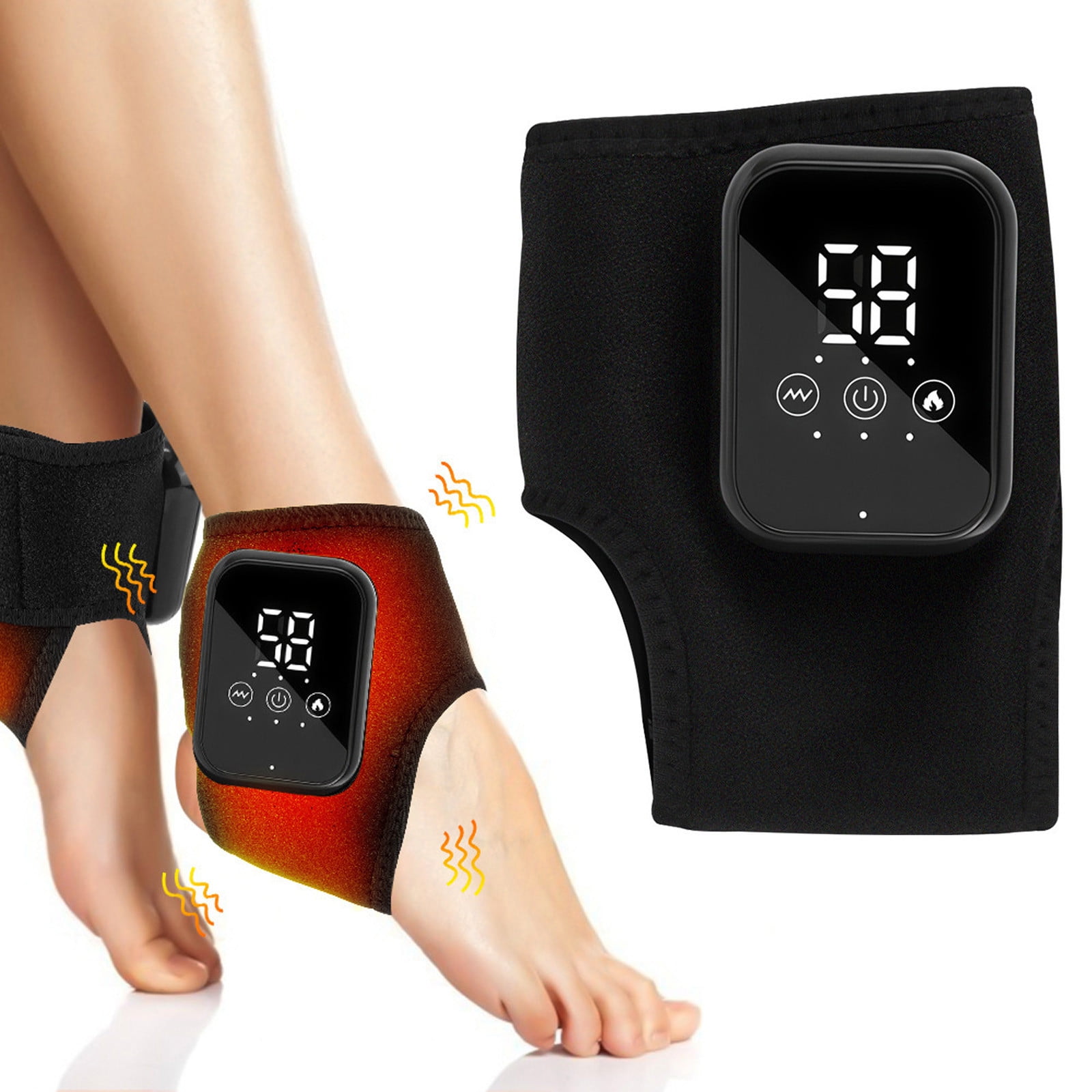 Foot Triple Massager, 3-in-1 Heated Foot & Ankle Wrap with Vibration and Compression, Portable Foots Massager for Home Travel Use