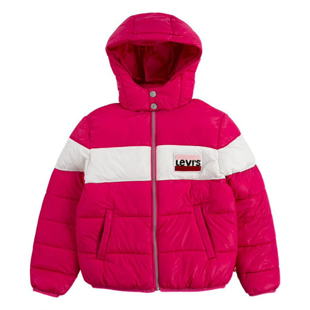 Levi's - Levi's Girls' Colorblock Logo Hooded Puffer Jacket, Sizes 7-16 ...