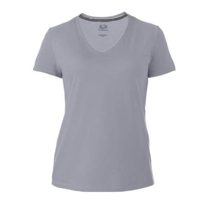 Playera Fruit Of The Loom para Mujer, Cuello V Manga Corta Gris Jaspe Claro Talla EG