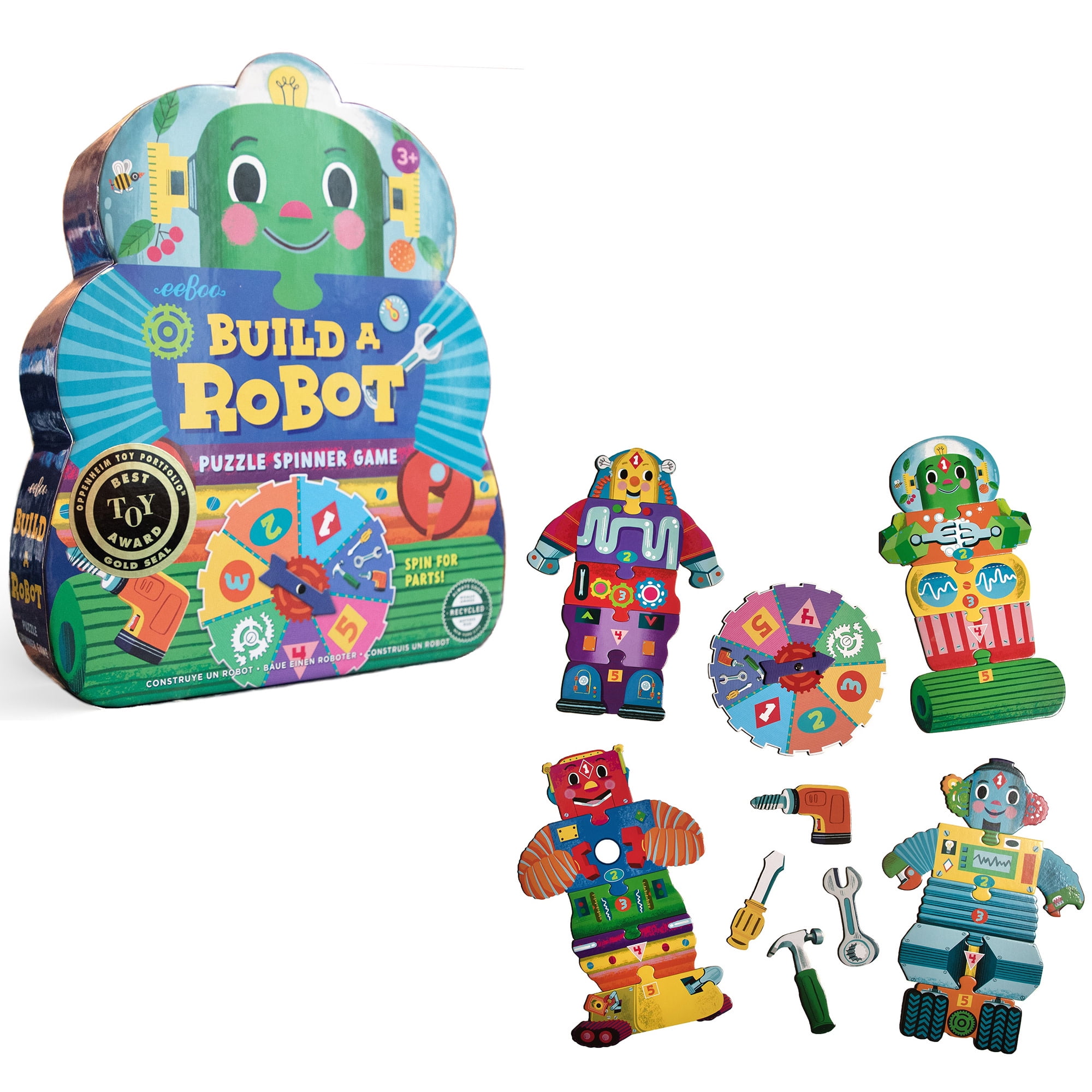 eeBoo Build a Robot Spinner Game, combines simple numbers with fun, 3 Years and Up.