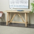 thumbnail image 2 of DecMode 59" x 32" Light Brown Wood Rectangular Console Table with Flared Legs and Crossed Beams, 1-Piece, 2 of 9