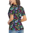 thumbnail image 3 of Vsdgher Watercolor Floral Paisley Women Shirts V Neck Short Sleeve Tops T-Shirt Basic Tees, S to 3XLSmall, 3 of 5