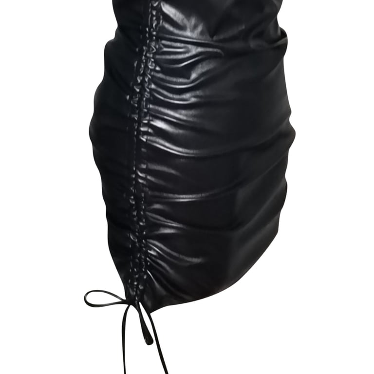 knee length dresses for ladies Sexy Little Black Leather Dress from Jackie Robbins Leather Waves –  leatherwaves main image 1