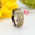 thumbnail image 3 of 7.5MM Comfort Fit Titanium Wedding Band Hammered Center Gold Tone Milgrain Titanium Ring (Size 5 to 12), 3 of 5