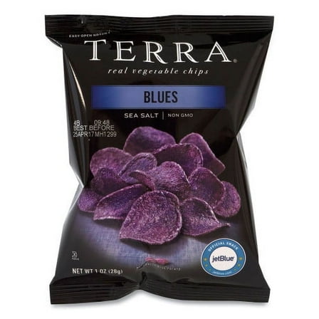 TERRA Real Vegetable Chips Blue, Blues Sea Salt, 1 oz Bag, 24 Bags/Box, Each