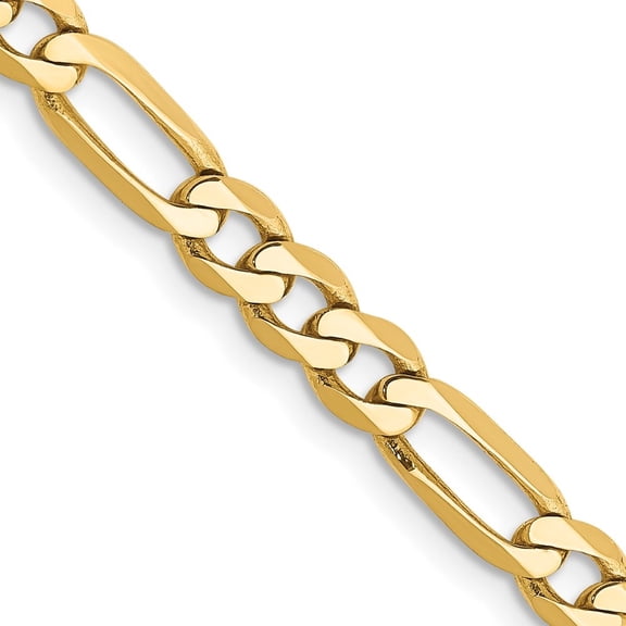 Auriga Fine Jewelry 10K Yellow Gold 4.75 mm Flat Figaro Chain Necklace for Women 16"