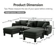 thumbnail image 5 of Newest Boucle Fabric U Shape Sectional 3-seater Sofa Couch,Distinctive Shell-shaped Armrests,2 Movable Ottomans,Cylindrical Legs Wrapped,Self-fabric,Dark Grey Color, 5 of 17
