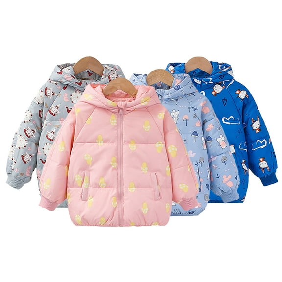Esaierr Boys Girls Winter Puffer Coat for Kids Baby 1-6Y Toddler Warm Hooded Puffer Down Jacket Lightweight New Autumn Winter Down Outwear With Pocket