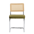 thumbnail image 2 of Tcbosik Dining Chairs Set of 2, Modern Velvet Upholstered Accent Chair with Rattan Back and Stainless Chrome Base for Kitchen, Living Room, Olive Green, 2 of 11