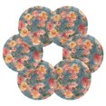 thumbnail image 2 of Haosy Set of 6 Drink Woven Coaster with Holder Heat Resistant Non-Slip Bar Coasters 4 Inches Vintage Oil Painted Rose, 2 of 7