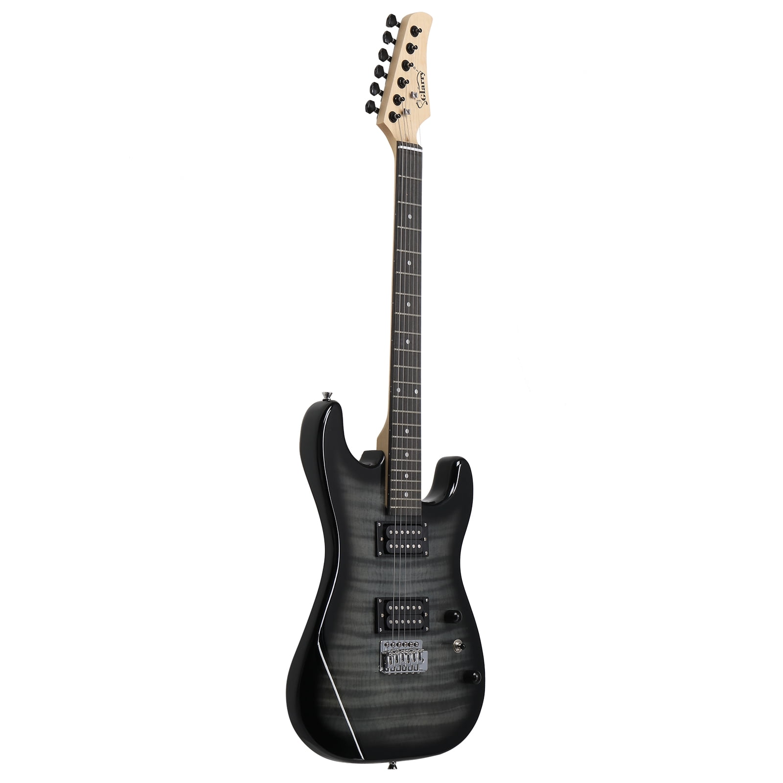 GST Stylish H-H Pickup Tiger Stripe Electric Guitar Kit with 20W AMP Bag Guitar Strap Black