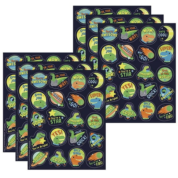 Eureka EU-650331-6 Dinosaur Breath Stickers, Pack of 6
