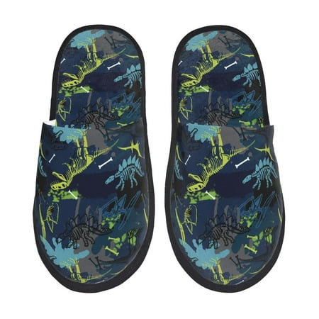 Balery Cartoon Dinosaur Slient Indoor Furry Fleece Comfort House Shoes Soft Non-Slip Home Shoes Cotton slippers House Slippers-- Medium