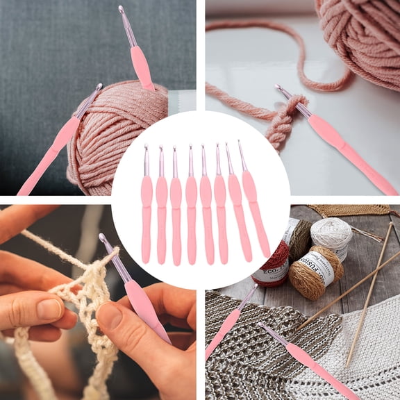 LOLIPPYY 8-Piece Crochet Hook Set with Ergonomic Comfortable Handles for Easy and Efficient Home Crochet Crafting Projects