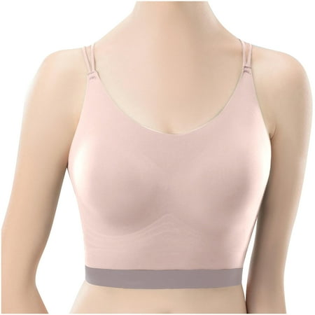 

Floleo Bras For Women Plus Size Clearance Fashion Cross Spaghetti Strap Solid Back Sports Underwear Seamless Bra