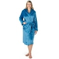 thumbnail image 4 of PAVILIA Plush Hooded Robe For Women | Turquoise Teal Blue, Fluffy Soft Bathrobe With Hood | Fuzzy Warm Spa Robe, Cozy Fleece Long Robe | Satin Trim, Large-X-Large, 4 of 10