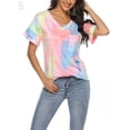 thumbnail image 3 of Gustave Women Summer Short Sleeve V-Neck Tops Tie Dye T-Shirt Fashion Blouse Casual Loose Basic Tees, M, 3 of 9