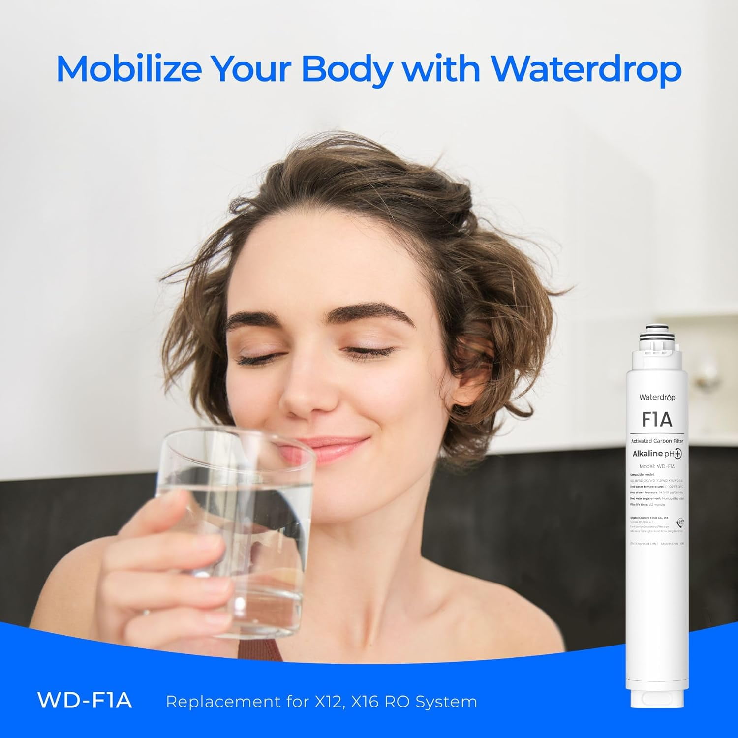Waterdrop X16 Tankless Reverse Osmosis System, NSF/ANSI 58&372 Certified, 1600 GPD RO Water Filter System, 11-Stage Filtration UnderSink RO, 3:1 Pure to Drain, Alkaline Mineral pH+, with WD-F1A