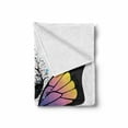 thumbnail image 2 of Fantasy Soft Flannel Fleece Throw Blanket, Dreamy Girl Silhouette with Butterfly Wings and Fly-Away Hair, Cozy Plush for Indoor and Outdoor Use, 50" x 70", Black and Multicolor, by Ambesonne, 2 of 6