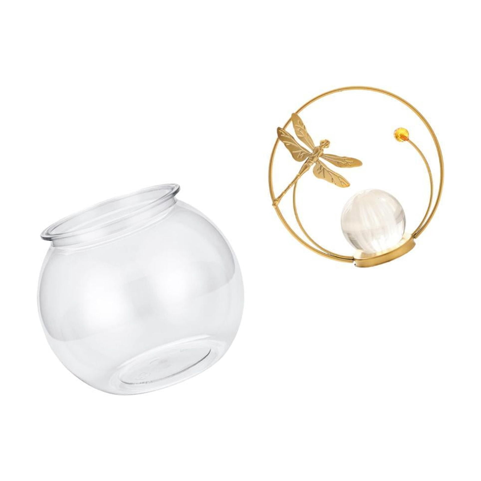 Fish Bowl Vase Crystal Ball Statue Desktop Aquarium Tank Artistic Design Ornament for Home Office Desk Bookshelf