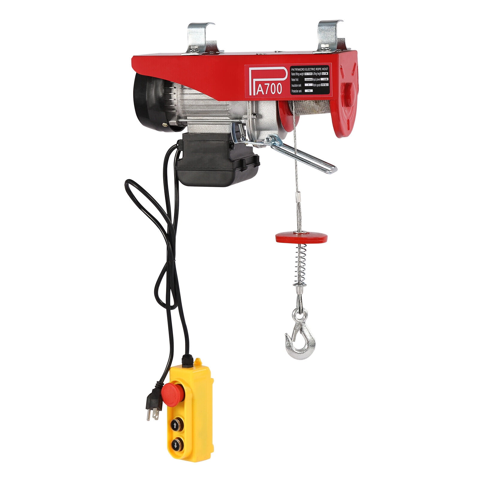 1543lbs Overhead Electric Hoist Crane Lift Garage Winch with Remote 110V US