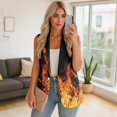 thumbnail image 2 of Psesaysky Sleeveless Blazer with Flame Design Print Lapel Collar Suit Vest for Women Winter Business Casual Outwear with Pockets, Size 4XL, 2 of 6