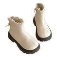 thumbnail image 4 of CAICJ98 Little Girls Ankle Boots Winter Round Toe Zipper Chunky Chelsea Boots Low Heel Dress Booties Slip On Boots Toddler Girl (Toddler/Little Kid/Big Kid),10, 4 of 8
