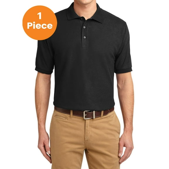 Port Authority TLK500 Tall Silk Touch Polo, Black, 4XLT, Mens Polo Shirts