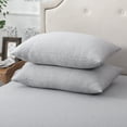 thumbnail image 2 of Pure Era 100% T-Shirt Jersey Knit Cotton Pillowcases Super Soft Breathable, Set of 2, Standard 20”x26”, Heathered Grey, 2 of 4