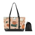 thumbnail image 7 of FORMRS Canvas Laptop Tote Bag for Women with 15.6" Computer Compartments Shoulder Handbag, Pink Fall Coffee, 7 of 7