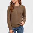 thumbnail image 3 of Afuyipoi Girls Cable Knit Pullover Sweater Crew Neck Top for Kids Size 0-13Y Fall Winter Casual Brown Size 12M, 3 of 7