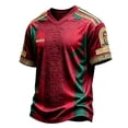 thumbnail image 2 of Mexico 2026 Soccer Cup Style V-Neck Jersey for Men, Short Sleeve Breathable Top with Vintage Totem & Sun Stone Graphic, Lightweight Athletic Shirt, 1 PC Wine XL, 2 of 4