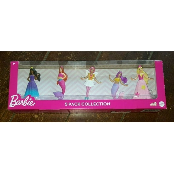 Barbie Micro Collection 2.5” Mermaids, Fairies and Princess Plastic Figurines, Set of 5