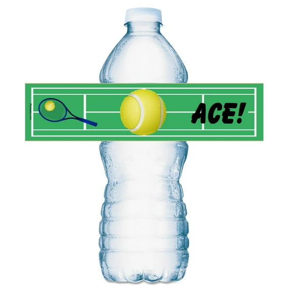 25 Sports Tennis Water Bottle Labels, Waterproof Water Bottle Wrappers, Stickers for Birthday Party, Baby Shower, Wedding, Graduation, or Any Family Event Decorations