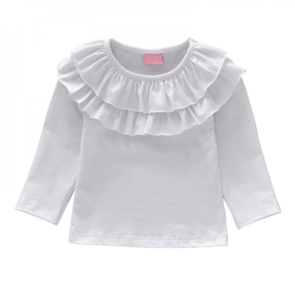 ECROZS Baby Girls T Shirts Long Sleeve T Shirt Cotton Casual Princess Toddler Solid Tops Blouse 