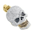 thumbnail image 5 of 14K Yellow Gold Color Diamond Talking Skull Head Pendant 1.8" Pave Charm 2.85 CT, 5 of 6